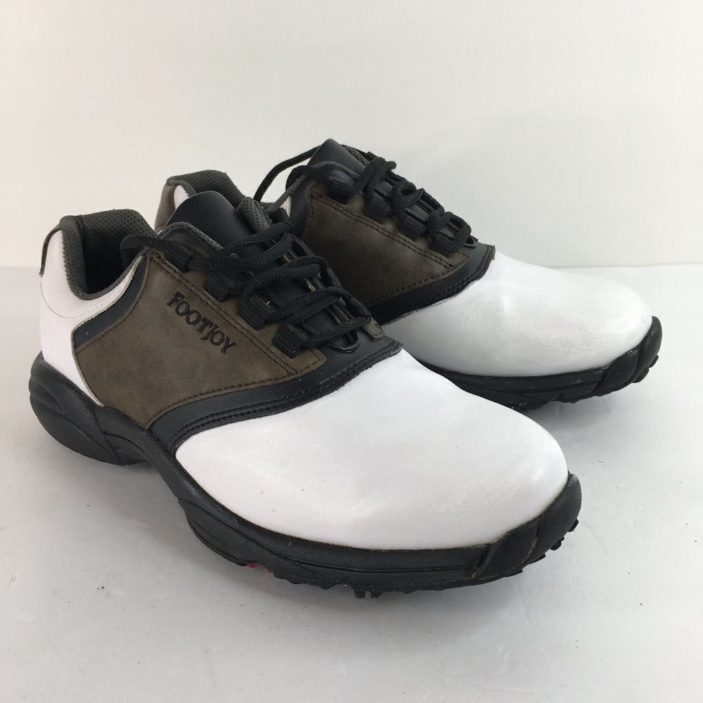 Footjoy GreenJoy Leather Athletic Golf Shoe Mens Size 8 45516 White Brown Black